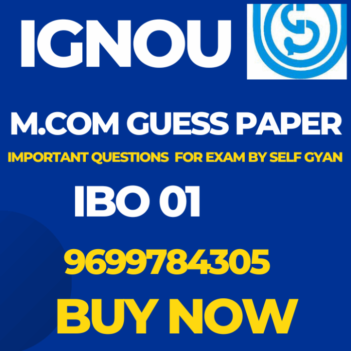 IBO 01 MCOM IGNOU solved Guess Papers