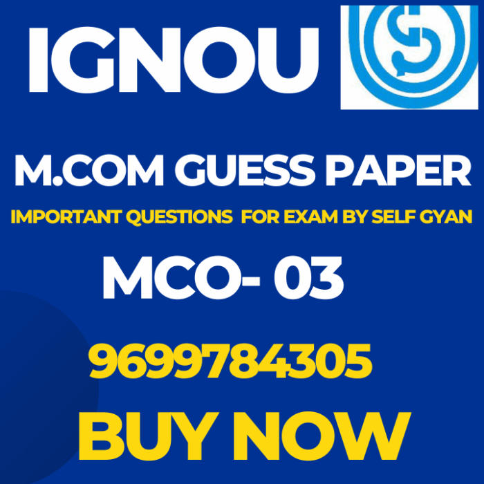 MCO 03 MCOM IGNOU solved Guess Papers