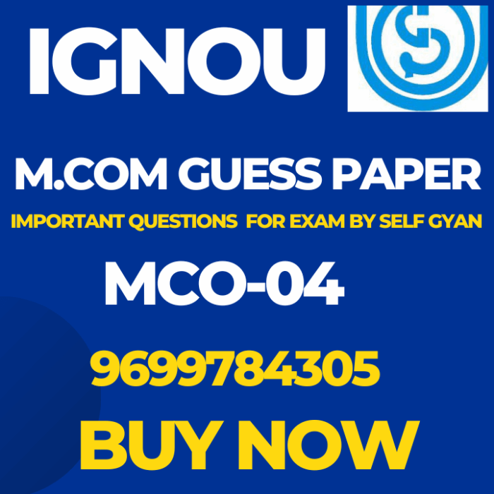 MCO 04 MCOM IGNOU solved Guess Papers