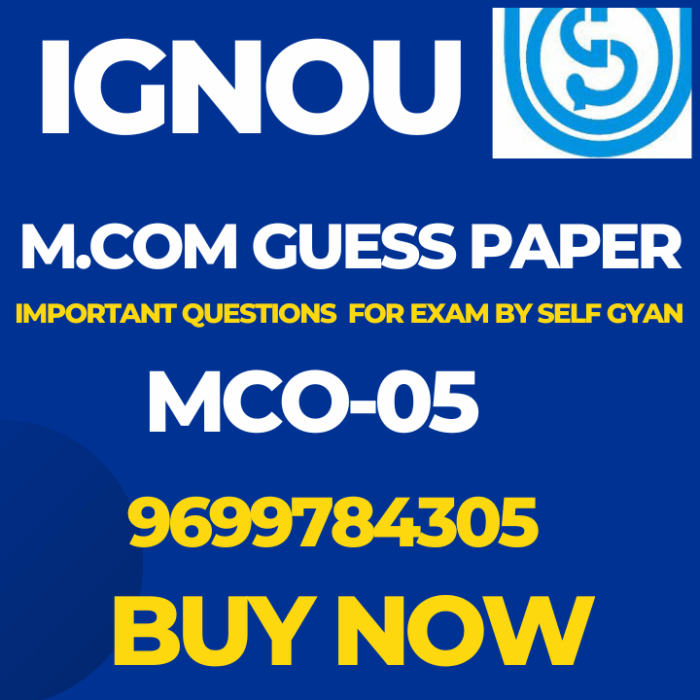 MCO 05 MCOM IGNOU solved Guess Papers