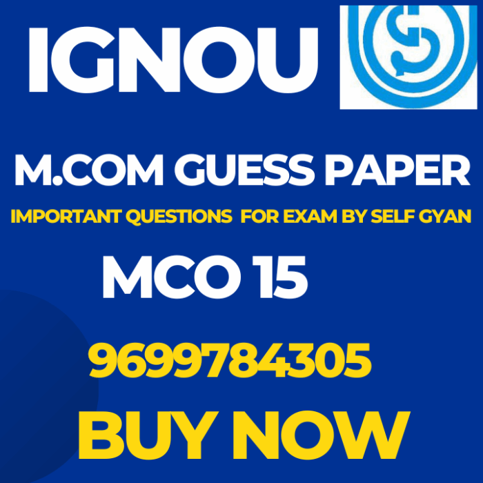 MCO 15 MCOM IGNOU solved Guess Papers
