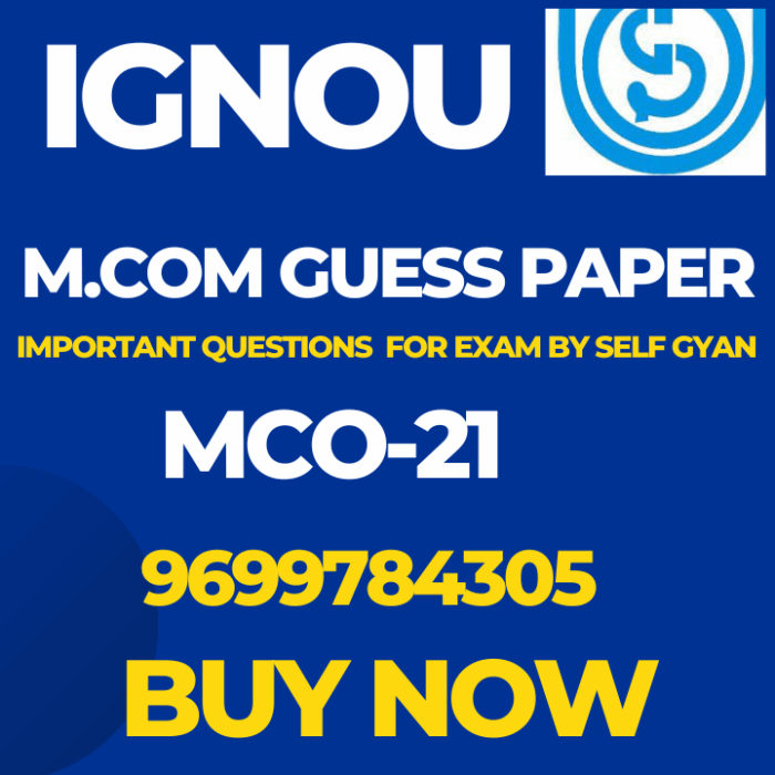 MCO 21 MCOM IGNOU solved Guess Papers