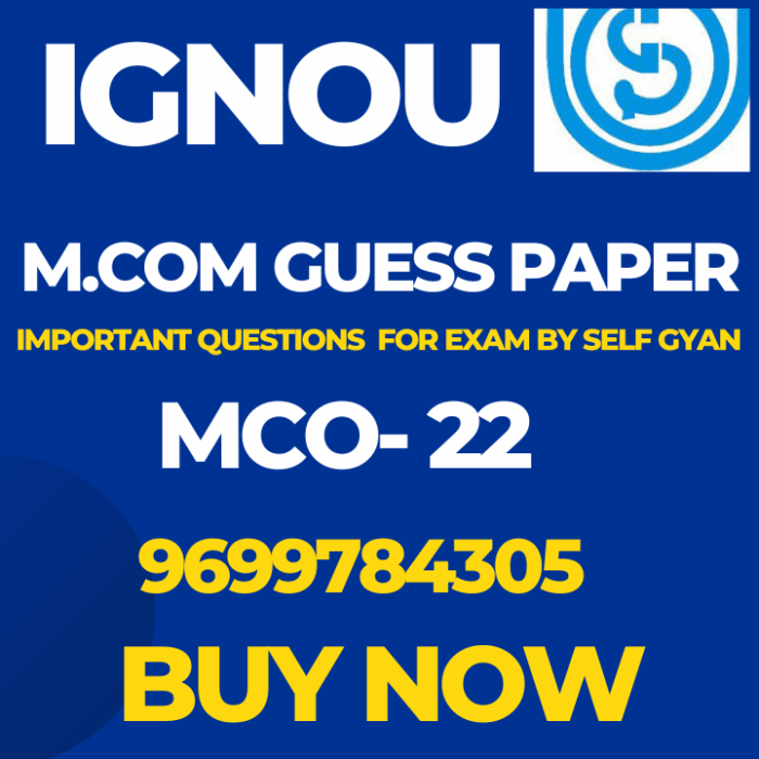 MCO 22 MCOM IGNOU solved Guess Papers